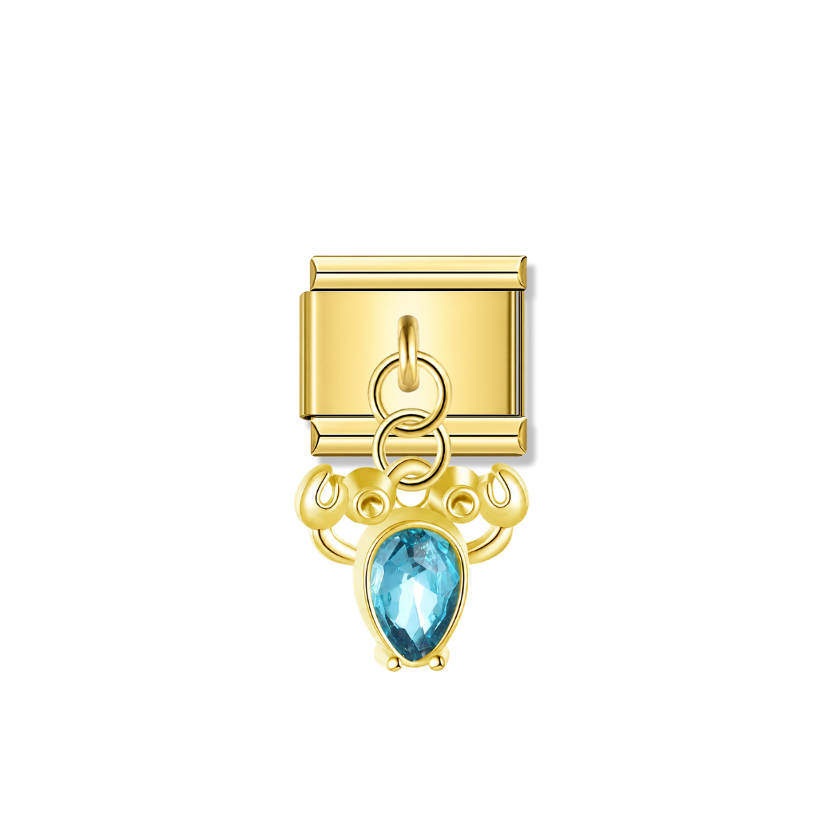 Blue Teardrop Crab - Gold Pendant Charm