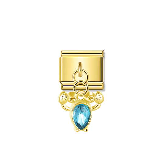 Blue Teardrop Crab – gold Italian pendant charm by Italycharm
