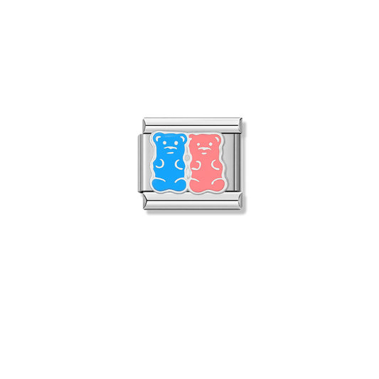 Blue and Pick Chewy Pals – silver Italian charm by Italycharm