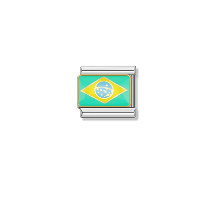 Brazil Flag – silver Italian charm by Italycharm