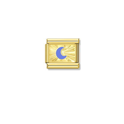 Brilliant Blue Crescent Moon – gold Italian charm by Italycharm