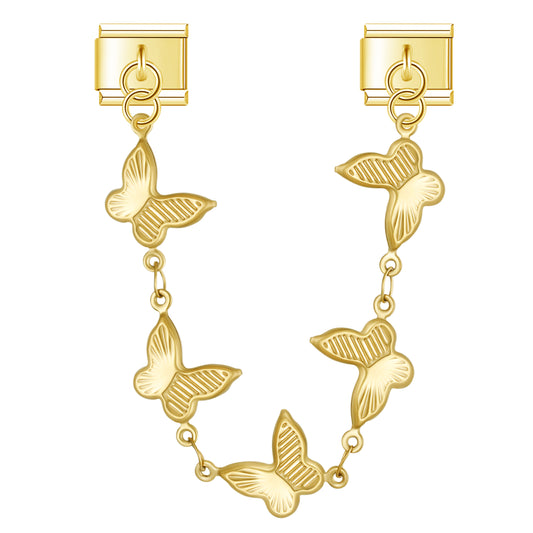 Butterfly Garden – gold Italian chain charm by Italycharm