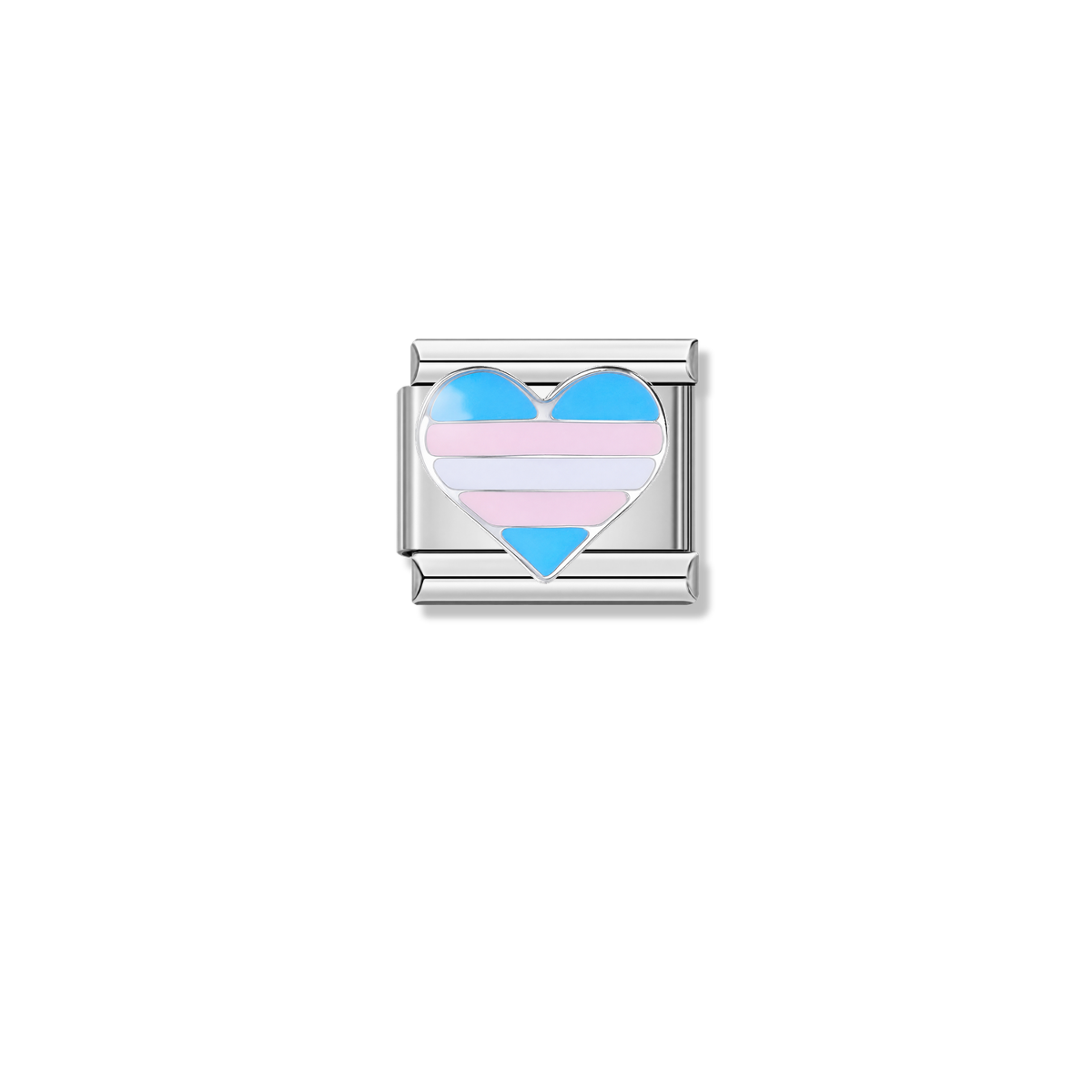 Cute Colored Striped Heart – silver Italian charm by Italycharm