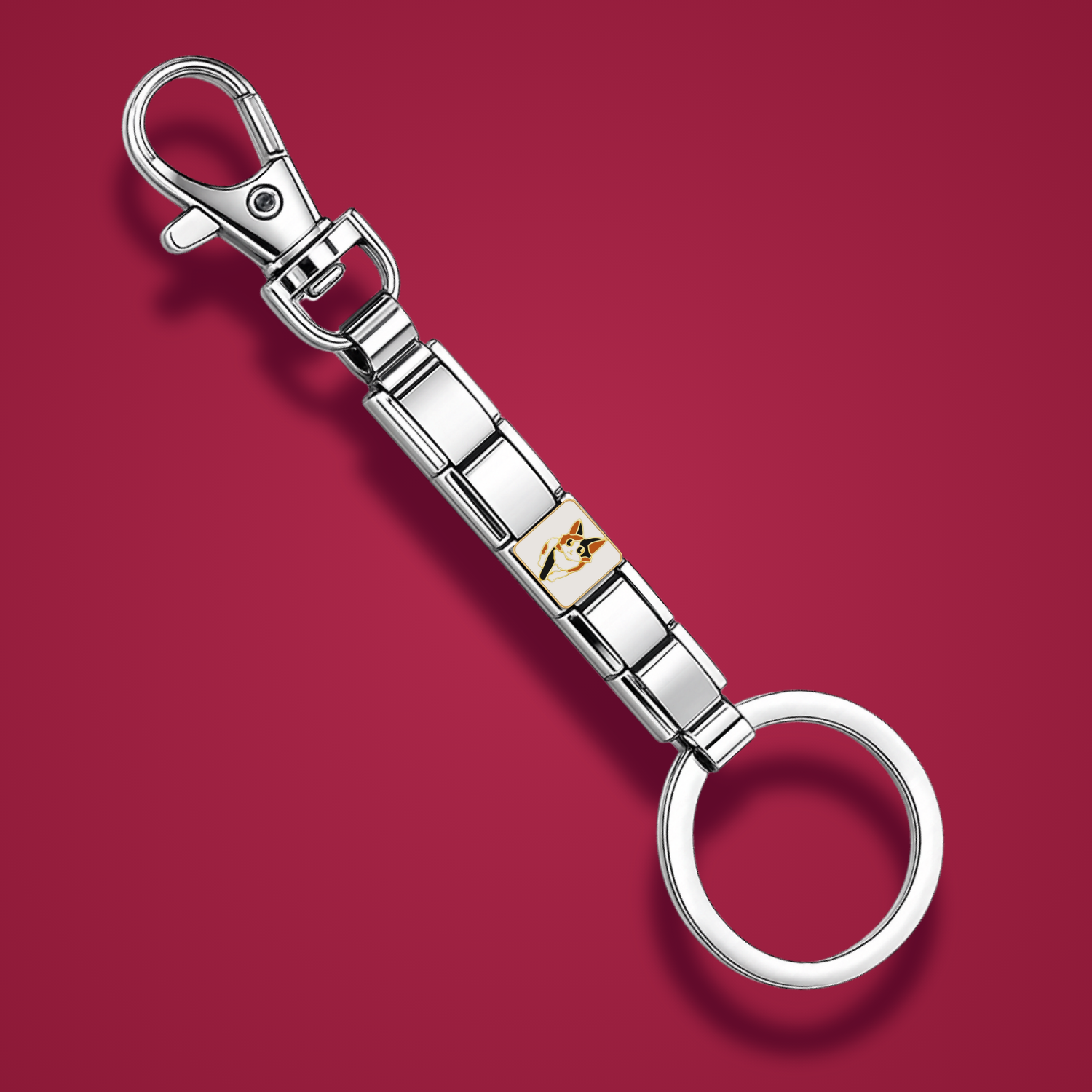 Calico Cat – silver Italian charm worn on an Italian charm bracelet