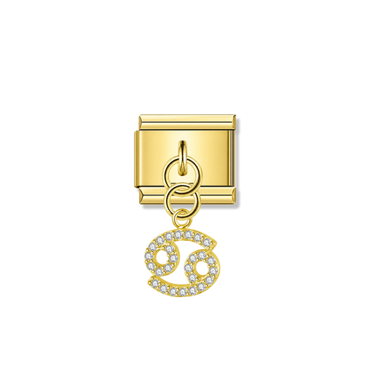 Cancer with CZ – Gold Italian Pendant Charm – Italian charm by Italycharm