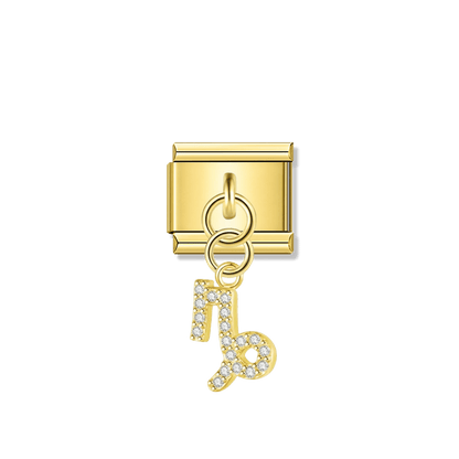 Capricorn with CZ – Gold Italian Pendant Charm – Italian charm by Italycharm