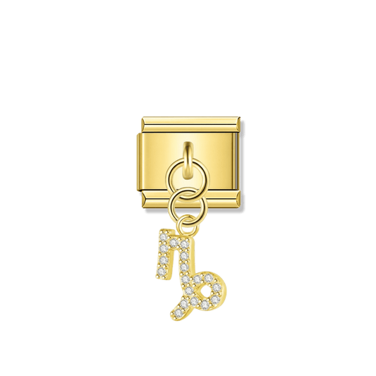 Capricorn with CZ – Gold Italian Pendant Charm – Italian charm by Italycharm