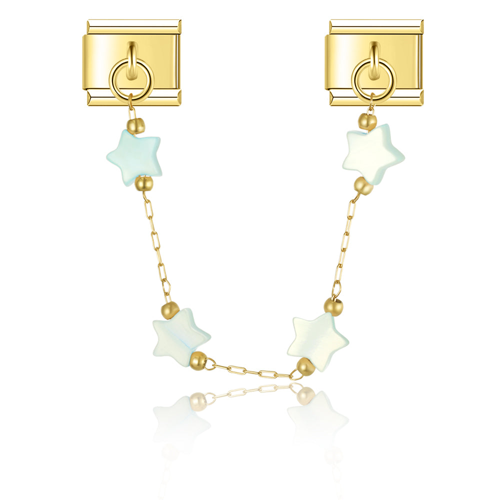 Carribean Green Mother of Pearl Star - Gold Chain Charm