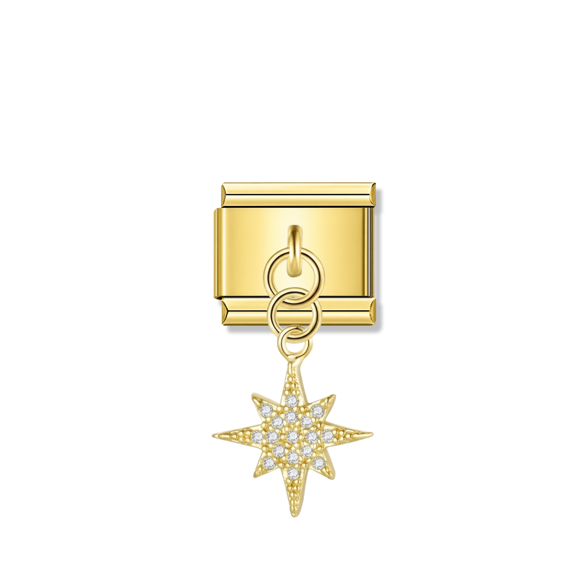 Celestial Star with CZ – gold Italian pendant charm by Italycharm