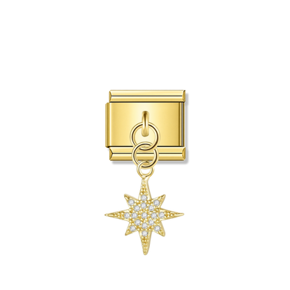 Celestial Star with CZ – gold Italian pendant charm by Italycharm