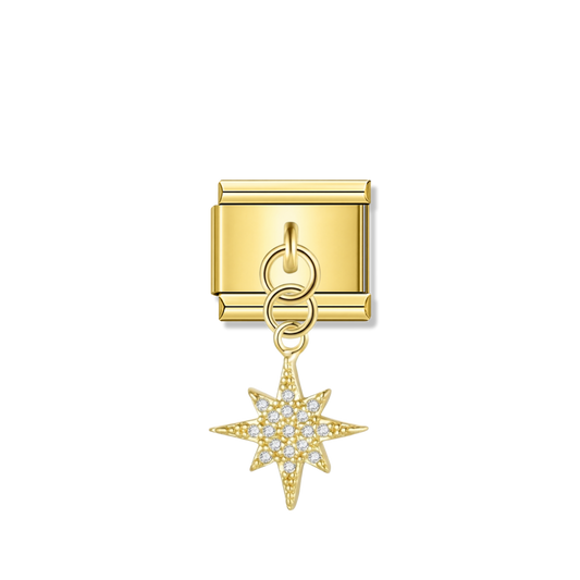 Celestial Star with CZ – gold Italian pendant charm by Italycharm