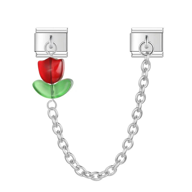 Cherry Baby Tulip - Silver Chain Charm
