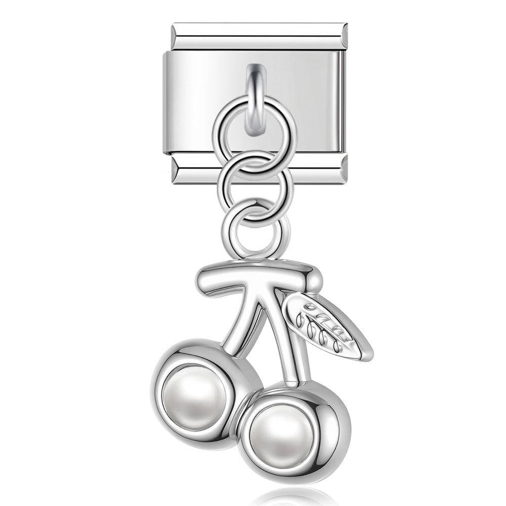 Cherry with Pearl – Silver Italian Pendant Charm
