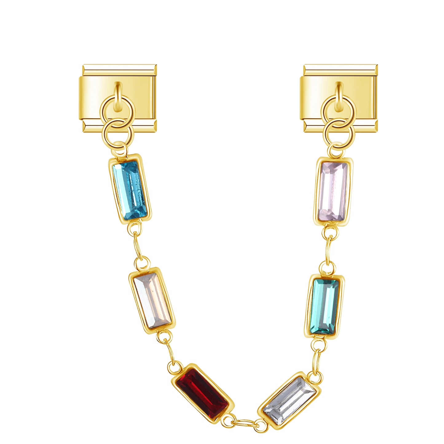 Chic Rectangles with CZ – Gold Chain Charm