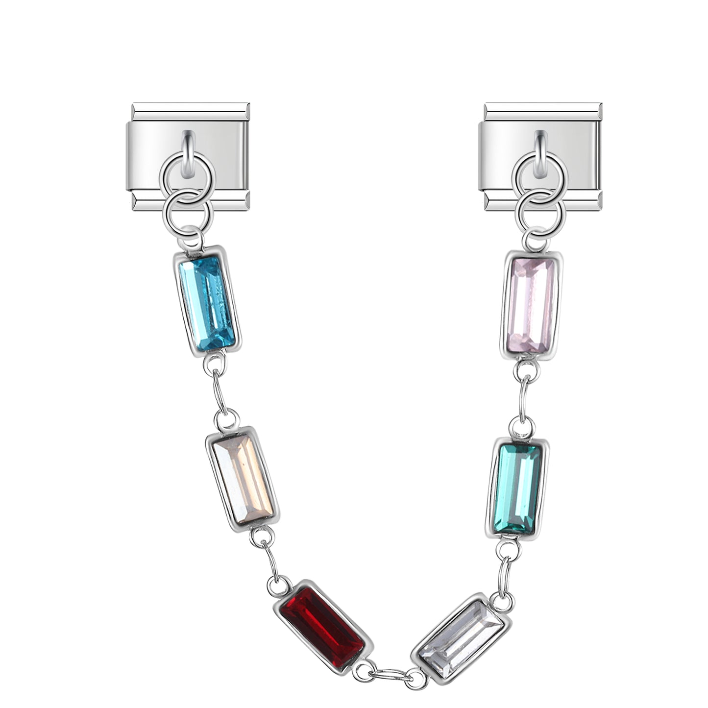 Chic Rectangles with CZ – Silver Chain Charm