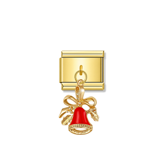 Christmas Bell – gold Italian pendant charm by Italycharm