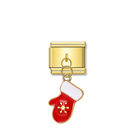 Christmas Gloves – gold Italian pendant charm by Italycharm