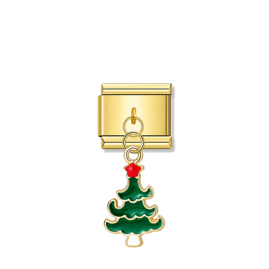 Christmas Tree – gold Italian pendant charm by Italycharm