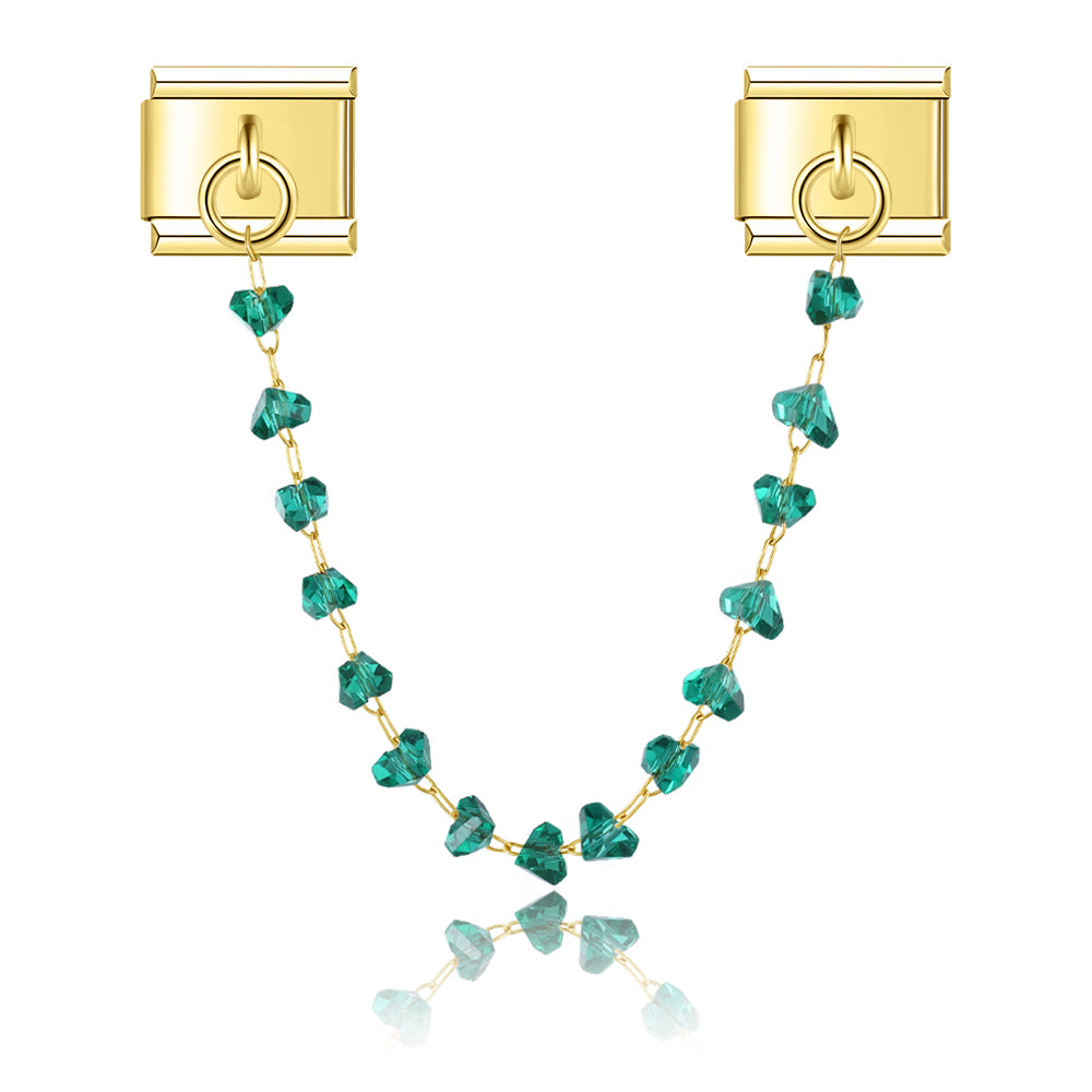 Clara Deep Green Crystal - Gold Italian Chain Charm