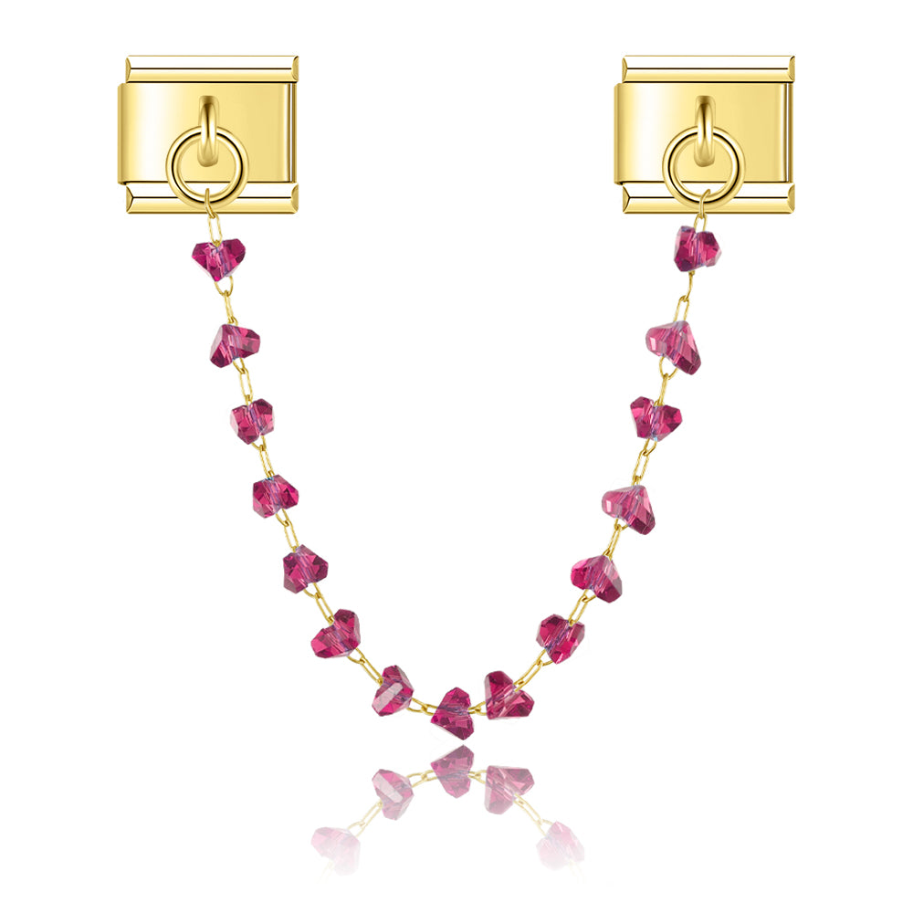 Clara Hot Pink Crystal - Gold Italian Chain Charm