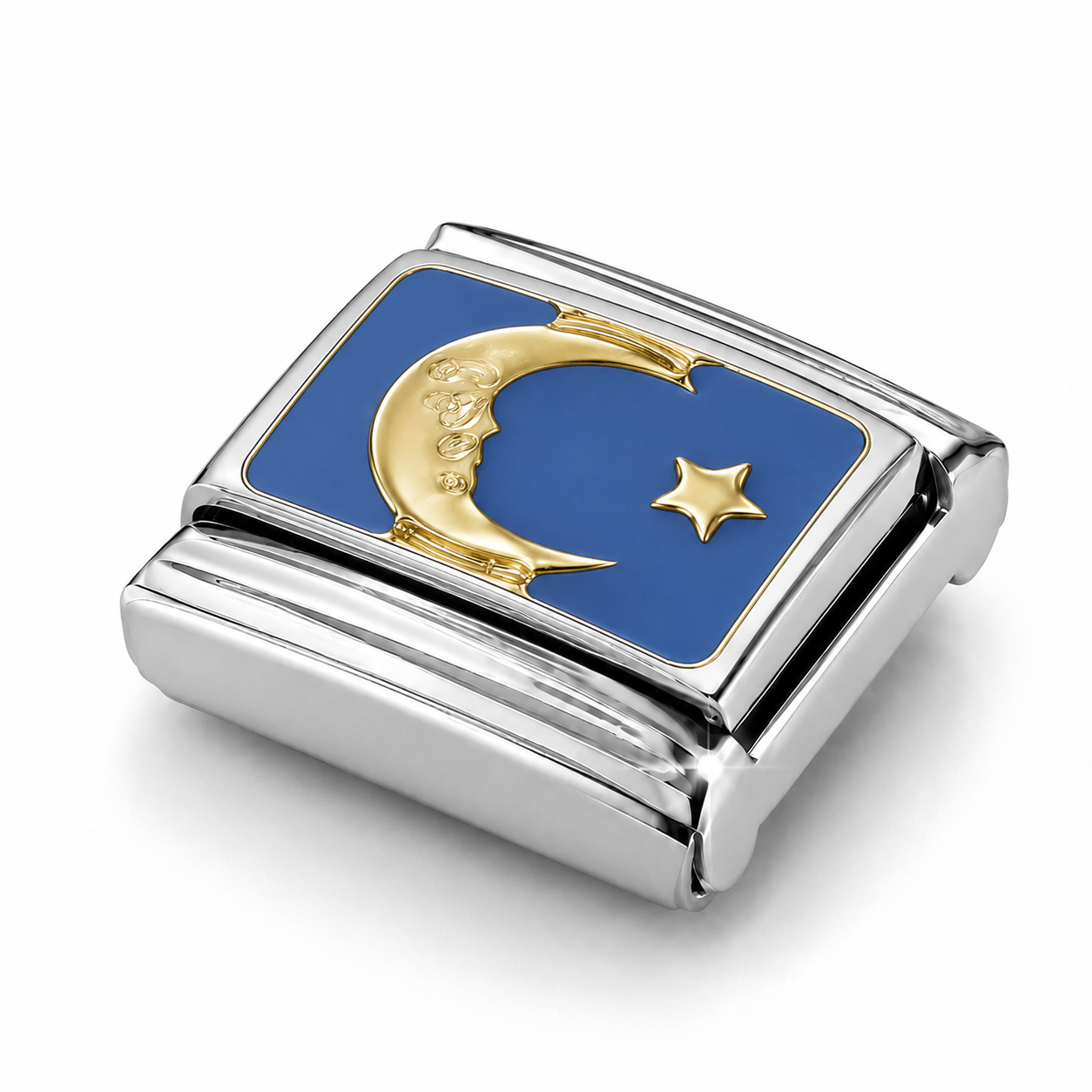 Classic Crescent Moon – silver Italian charm close-up view