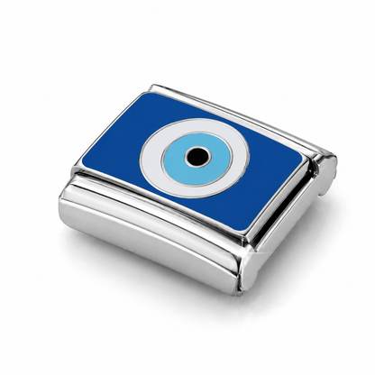 Classic Evil Eye – silver Italian charm close-up view