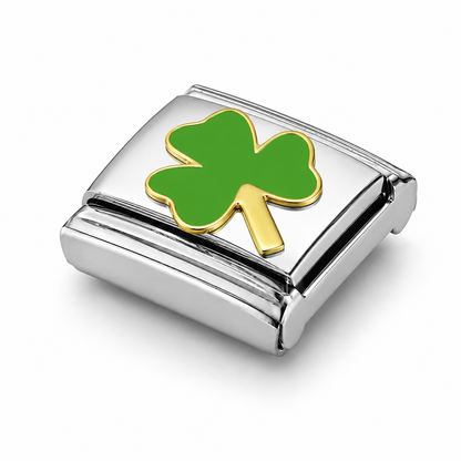 Clover – silver Italian charm close-up view