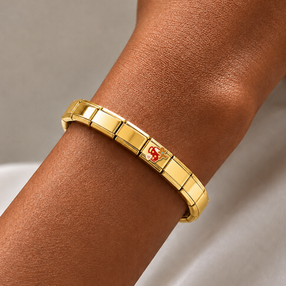 Cocoa Love – gold Italian charm worn on an Italian charm bracelet
