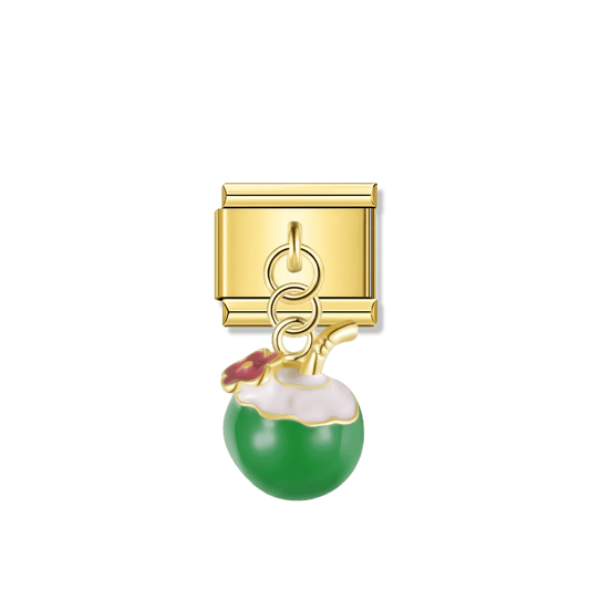 Coconut Drink – Gold Italian Pendant Charm – Italian charm by Italycharm