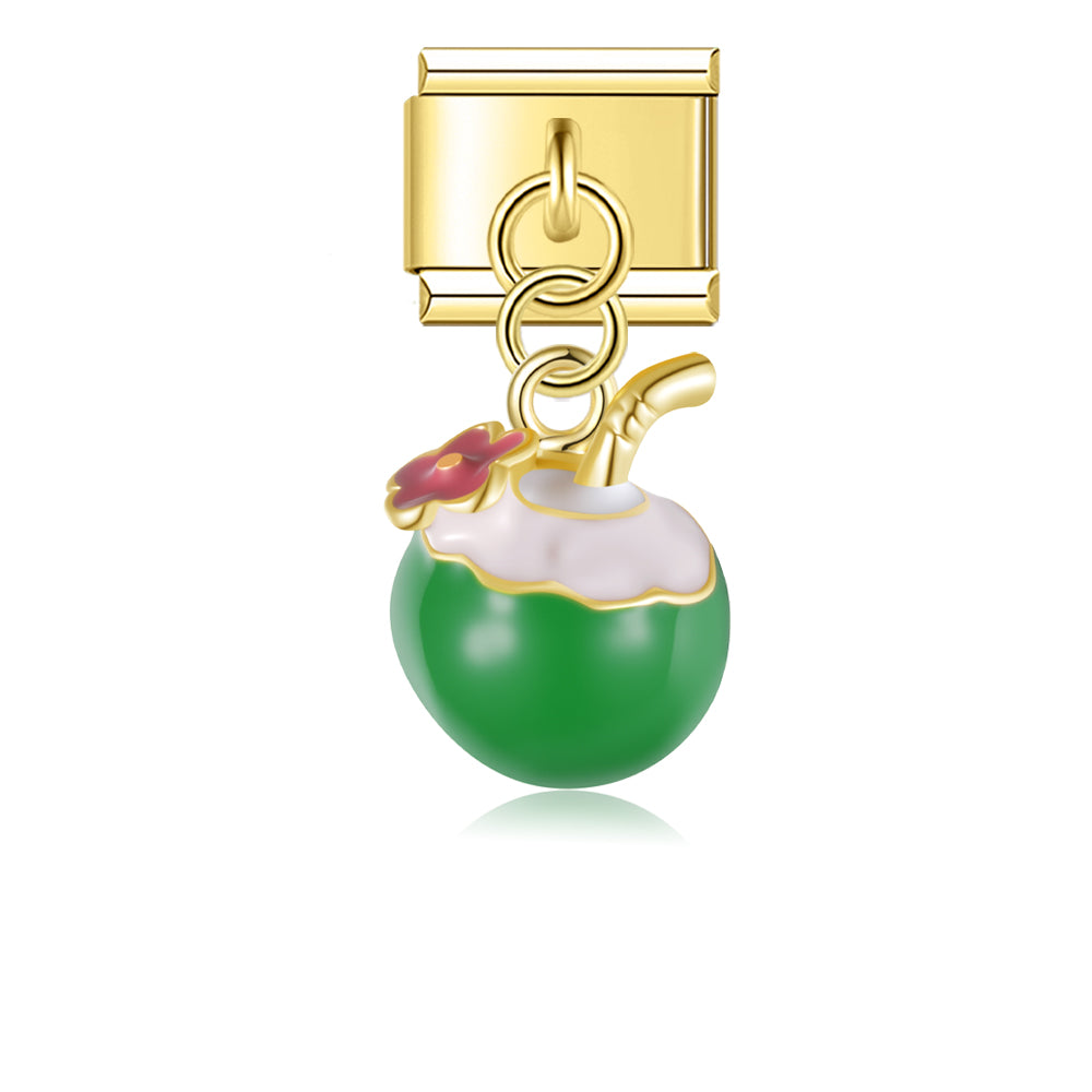 
Coconut Drink – Gold Italian Pendant Charm
