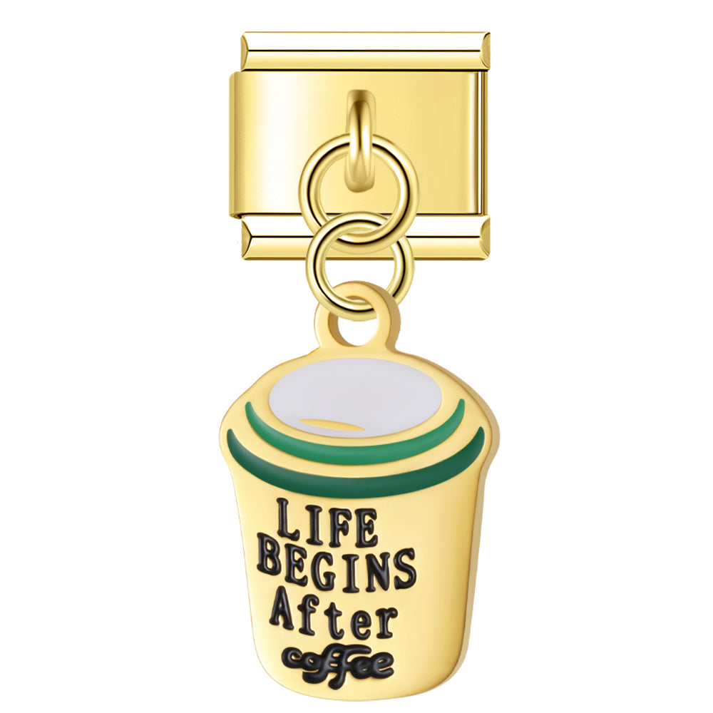 Coffee Lover Cup – Gold Italian Pendant Charm
