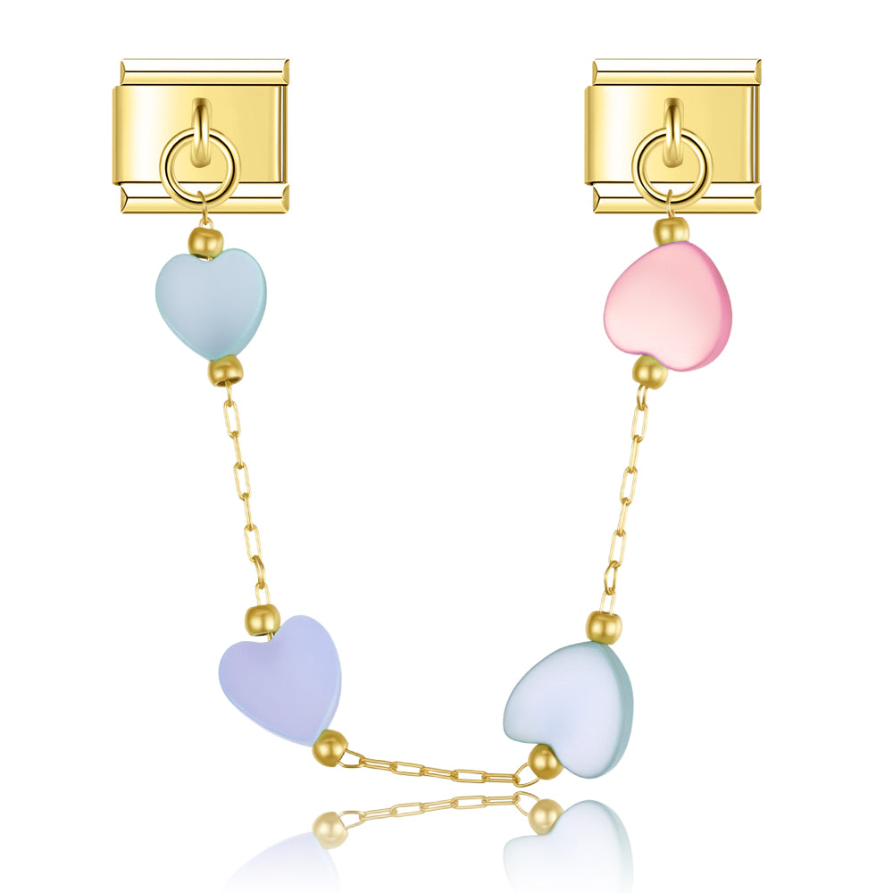 Color Mother of Pearl Heart - Gold Chain Charm