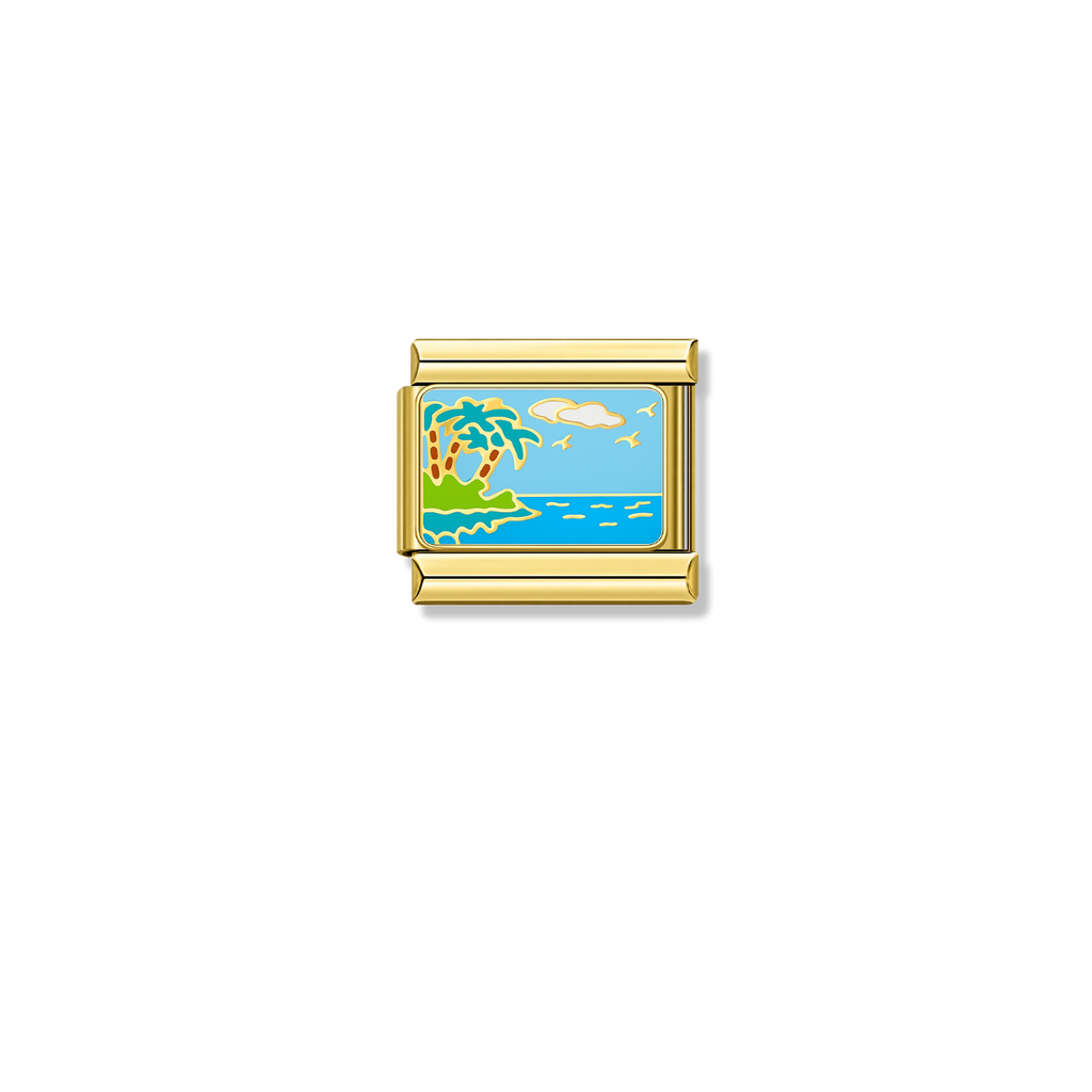 Cool Blue Sea - Gold Charm
