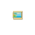 Cool Blue Sea - Gold Charm
