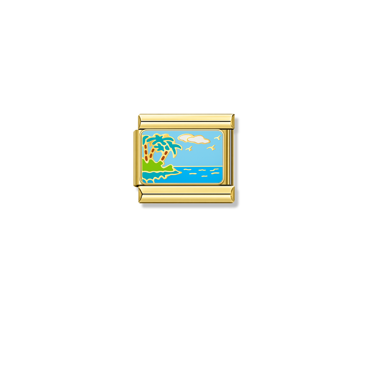 Cool Blue Sea – gold Italian charm by Italycharm
