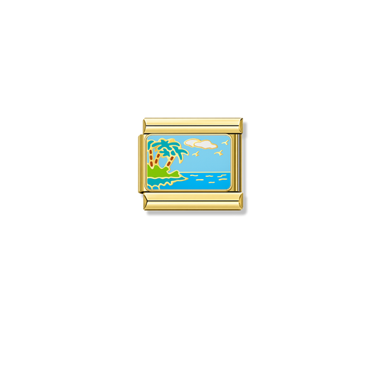 Cool Blue Sea - Gold Charm