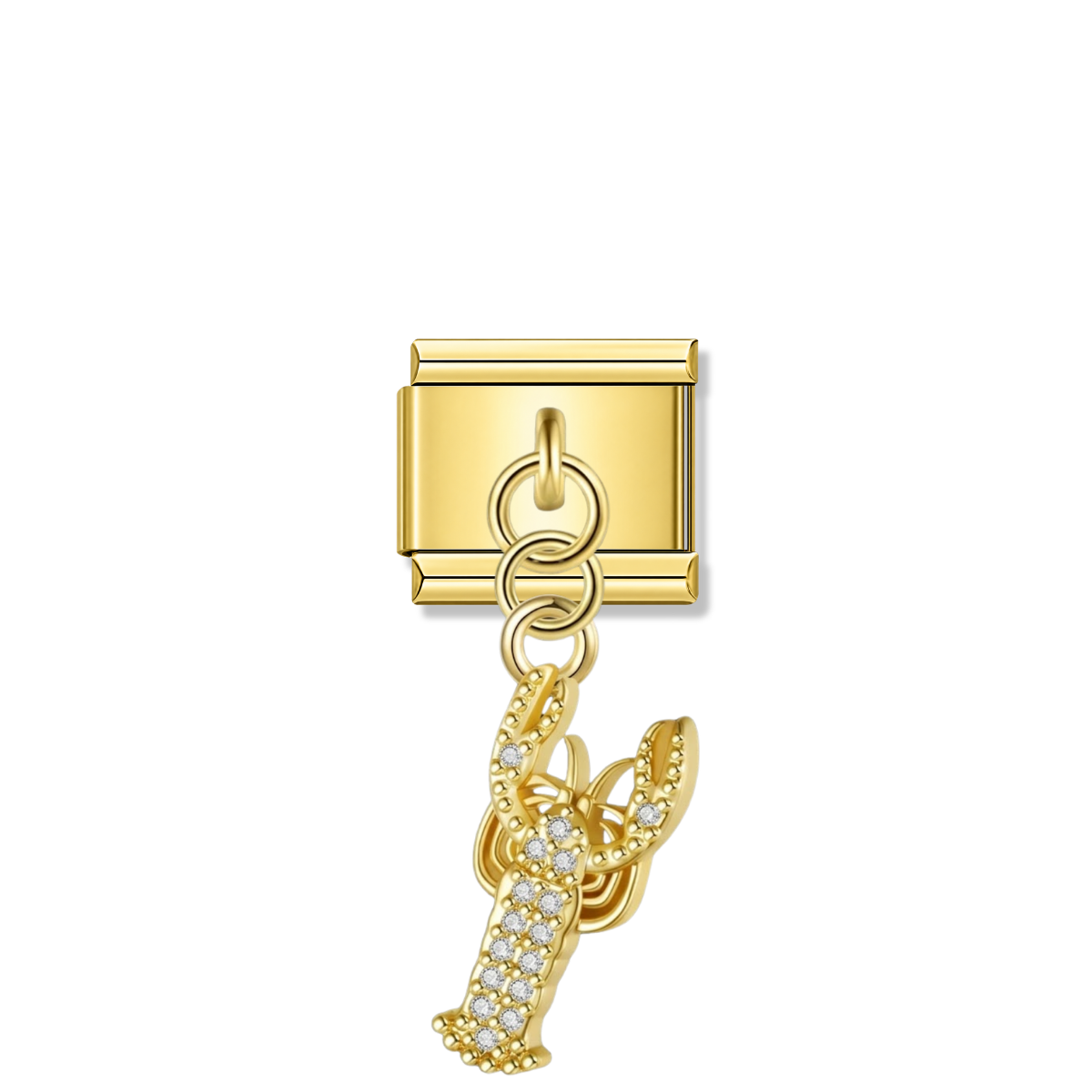 Crab with CZ – Gold Italian Pendant Charm