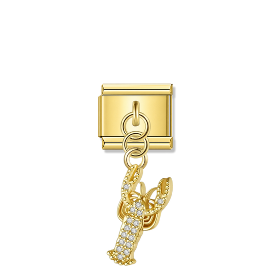 Crab with CZ – Gold Italian Pendant Charm