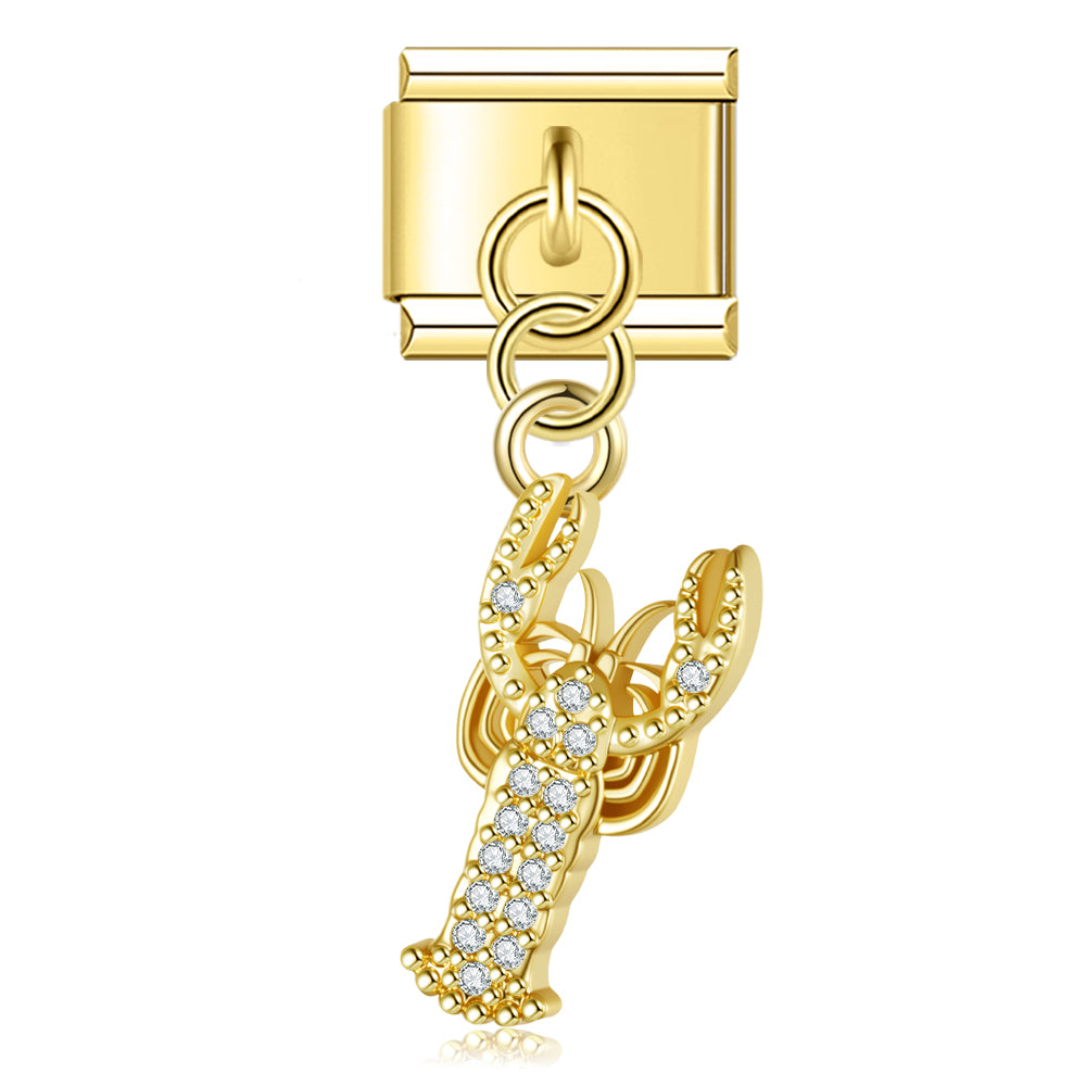 Crab with CZ – Gold Italian Pendant Charm