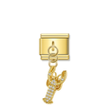 Crab with CZ – Gold Italian Pendant Charm