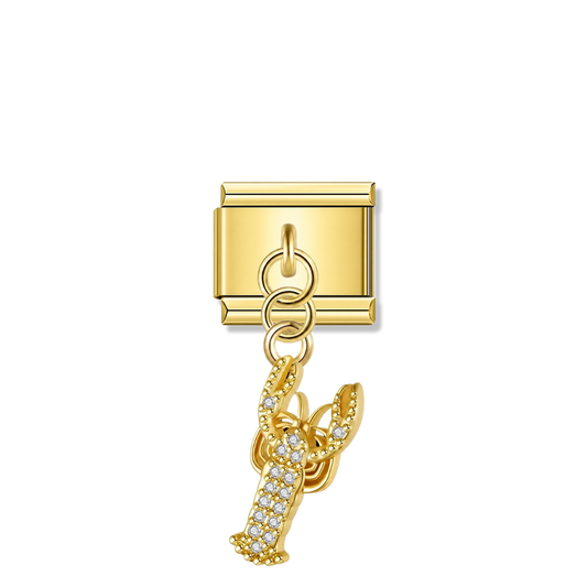 Crab with CZ – Gold Italian Pendant Charm