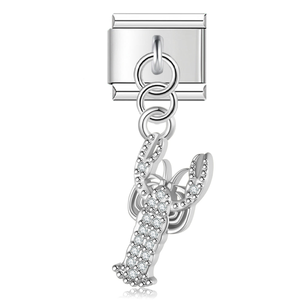 Crab with CZ – Silver Italian Pendant Charm
