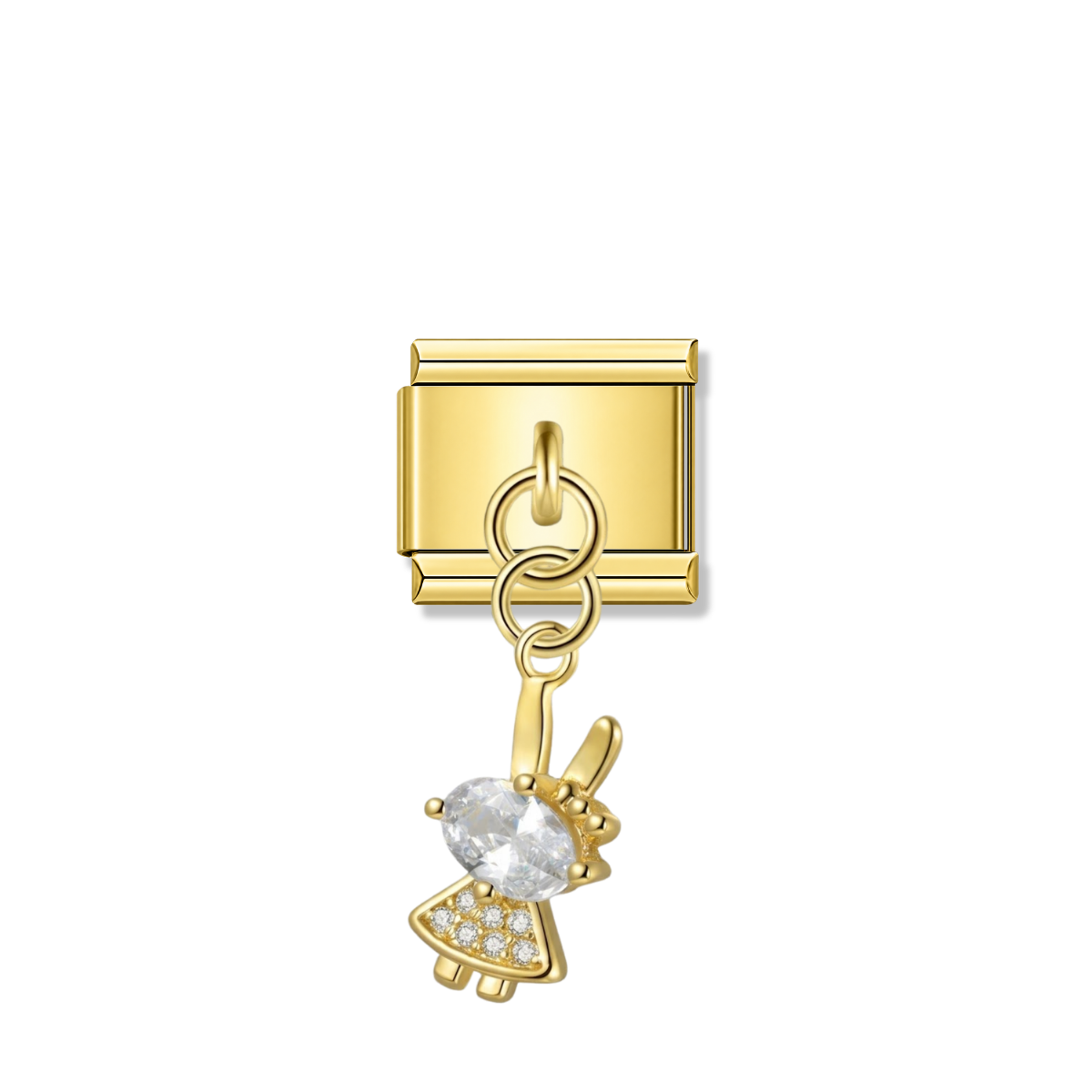 Crystal Bunny with CZ – gold Italian pendant charm by Italycharm