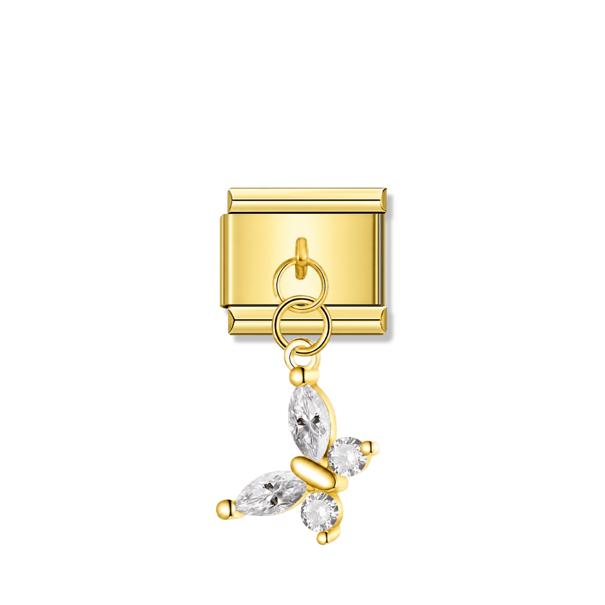 Crystal Butterfly – gold Italian pendant charm by Italycharm