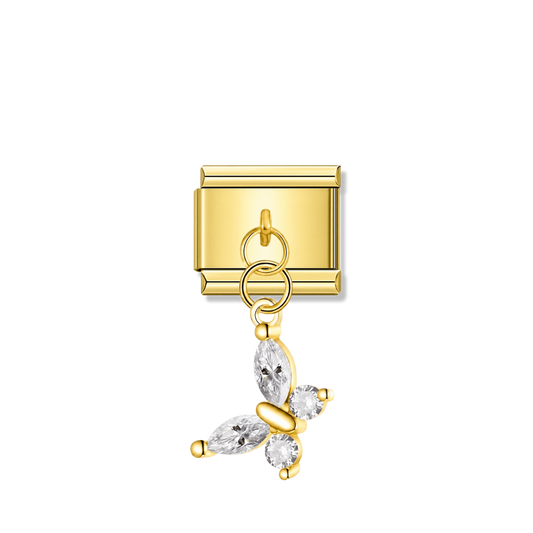 Crystal Butterfly – gold Italian pendant charm by Italycharm