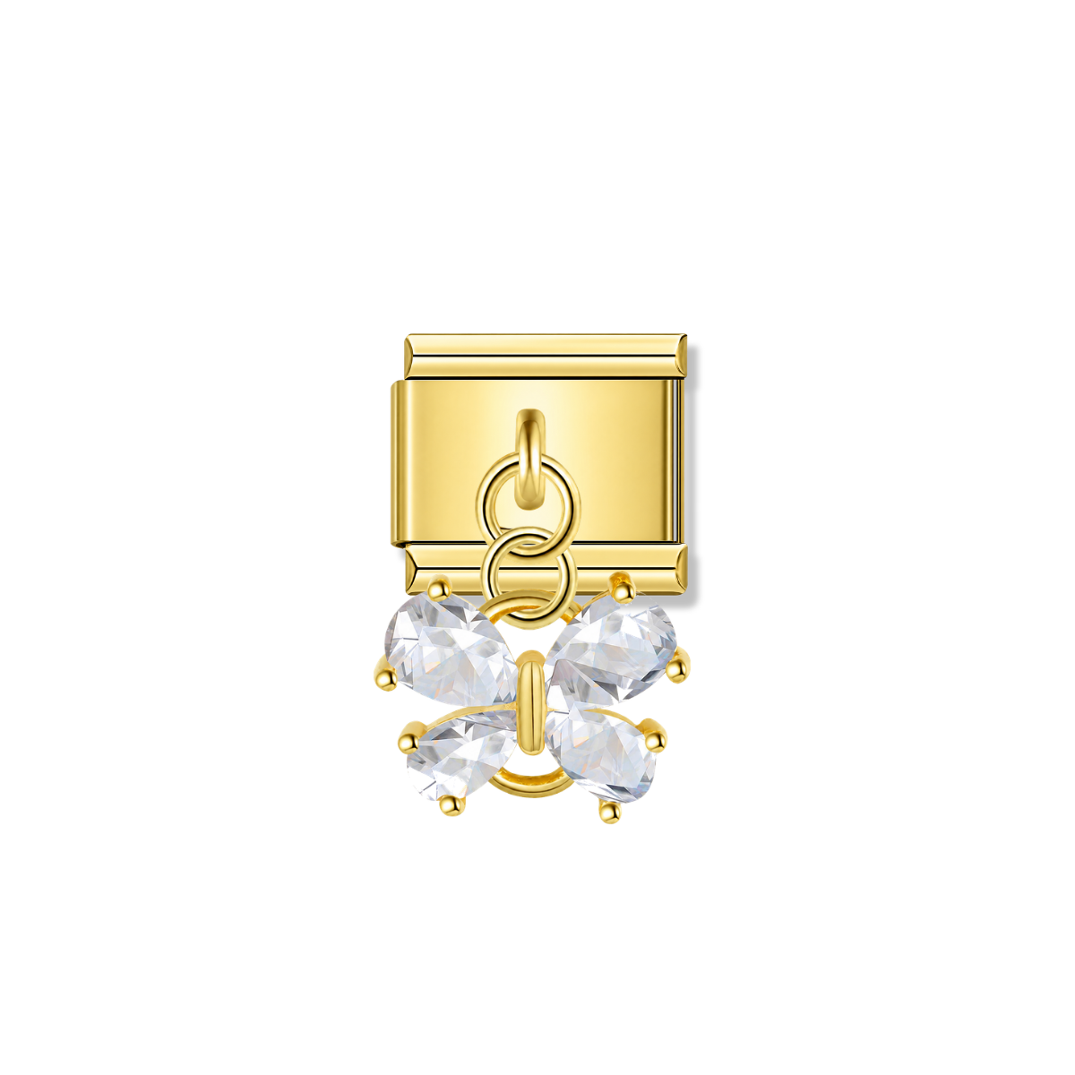 Crystal Butterfly with CZ – gold Italian pendant charm by Italycharm