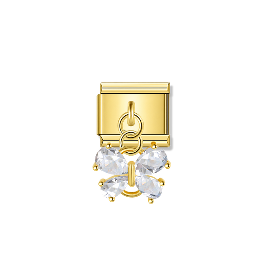Crystal Butterfly with CZ – gold Italian pendant charm by Italycharm