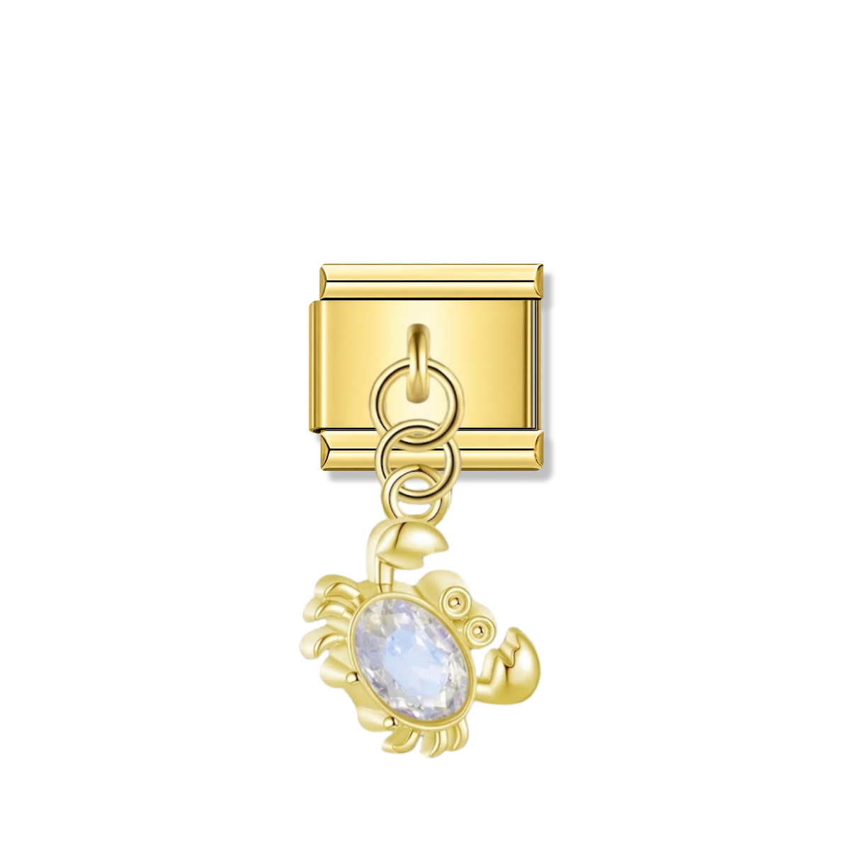 Crystal Crab - Gold Pendant Charm