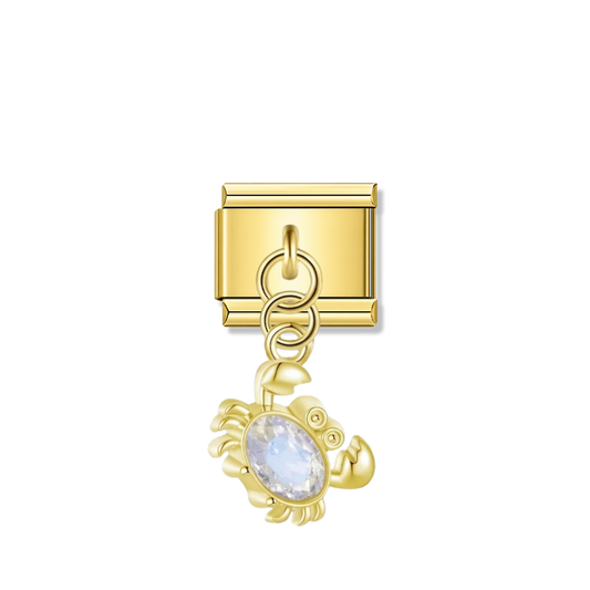 Crystal Crab – gold Italian pendant charm by Italycharm