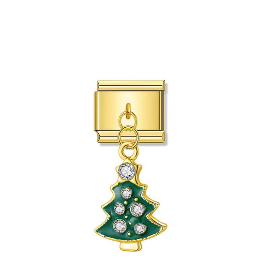 Crystal Evergreen – gold Italian pendant charm by Italycharm